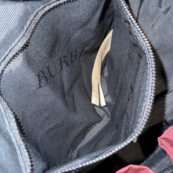 LKNW! BURBERRY Backpack Bag Nylon Leather Men's Women's Burgundy Black Gold - Picture 11 of 16